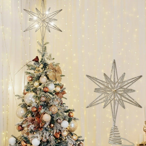 LED Christmas Tree Topper Star,11.8" Christmas Ornaments,Battery-Powered Light-Up Treetop Decoration,Shatterproof Plastic Holiday Ornament for Indoor/Outdoor Xmas Tree Decor