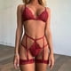thumbnail image 5 of Gibobby Conjunto de lencería sexy de encaje suave para mujer, ropa interior transparente con aros de encaje floral(Rojo, XG), 5 of 5