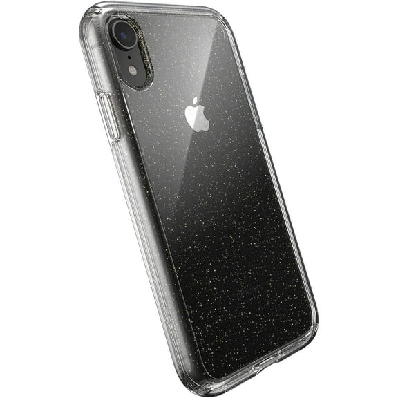 Speck Presidio Perfect-Clear with Glitter - Back cover for cell phone - clear, gold glitter - for Apple iPhone XR