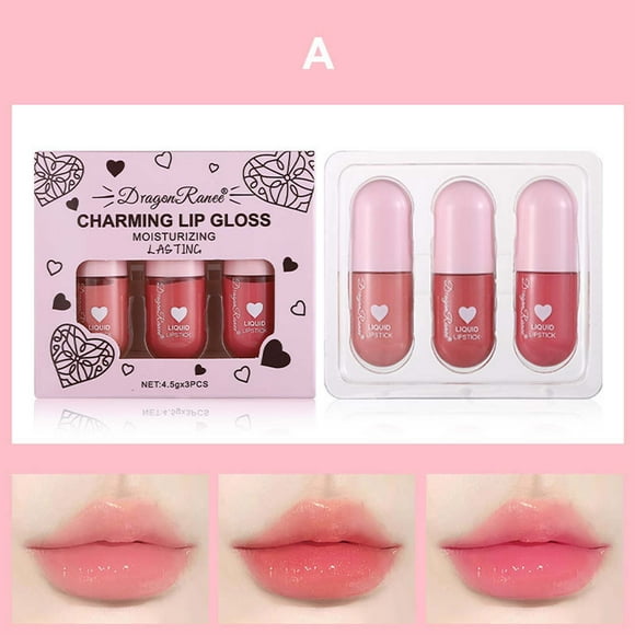 mtvxesu Lip Stains, Lip Glaze Mirror Water Glossy Lip Glaze Lip Gloss Lip Oil Moisturizing Cute Projectile Lip Gloss Three-piece Set 4.5MLx3 Tinted Lip Gloss