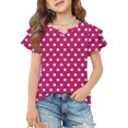 thumbnail image 2 of Dwellite Girls' V-Neck T-Shirts 3-13 Years Short Sleeve Cute Summer Tee Shirts Baggy Plain Soft Tops Hot Pink 150, 2 of 6