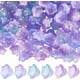 thumbnail image 1 of 1 caja de 150 cuentas de vidrio con forma de flor de lirio azul púrpura con agujeros, cuentas transparentes de dos tonos con degradado floral de campanilla, 1 of 9