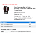 thumbnail image 2 of Right Passenger Side Tail Light Assembly - Compatible with 2020 - 2023 Toyota Tacoma 2021 2022, 2 of 2