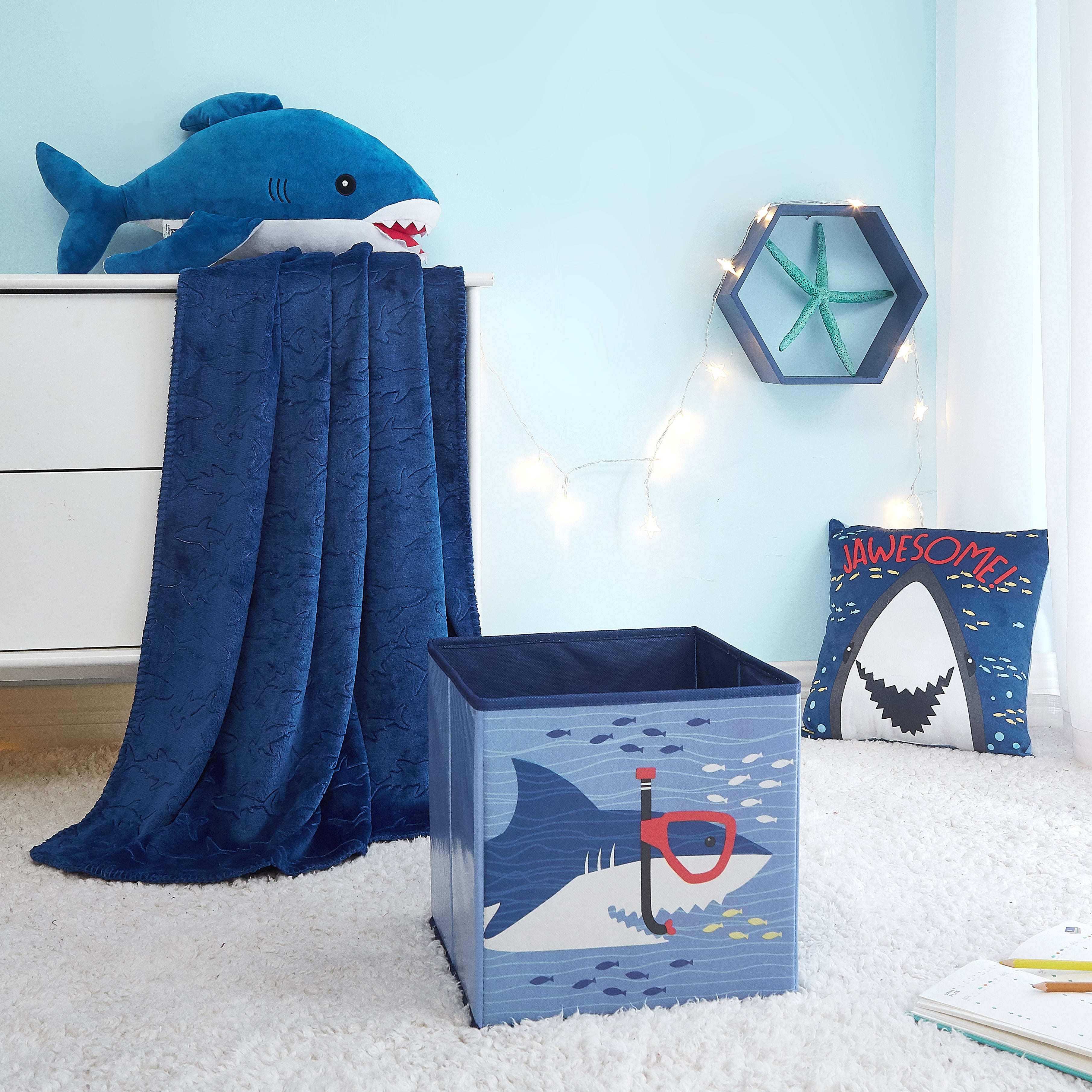 Hooded Shark Throw Blanket 40" x 50" Grey Blue Your Zone 