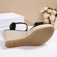 thumbnail image 6 of Black Womens Round Toe Wedge Sandals Featuring One Strap For Plus Size Spring Summer Casual Beach Wear, 6 of 9