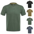 thumbnail image 2 of Mens Short Sleeve Utility T-Shirts with Hook and Loop Patch Pique Mesh Quick Dry Outdoor Workout Shirts Breathable Crewneck Athletic Tops for Hiking Camping, 2 of 10