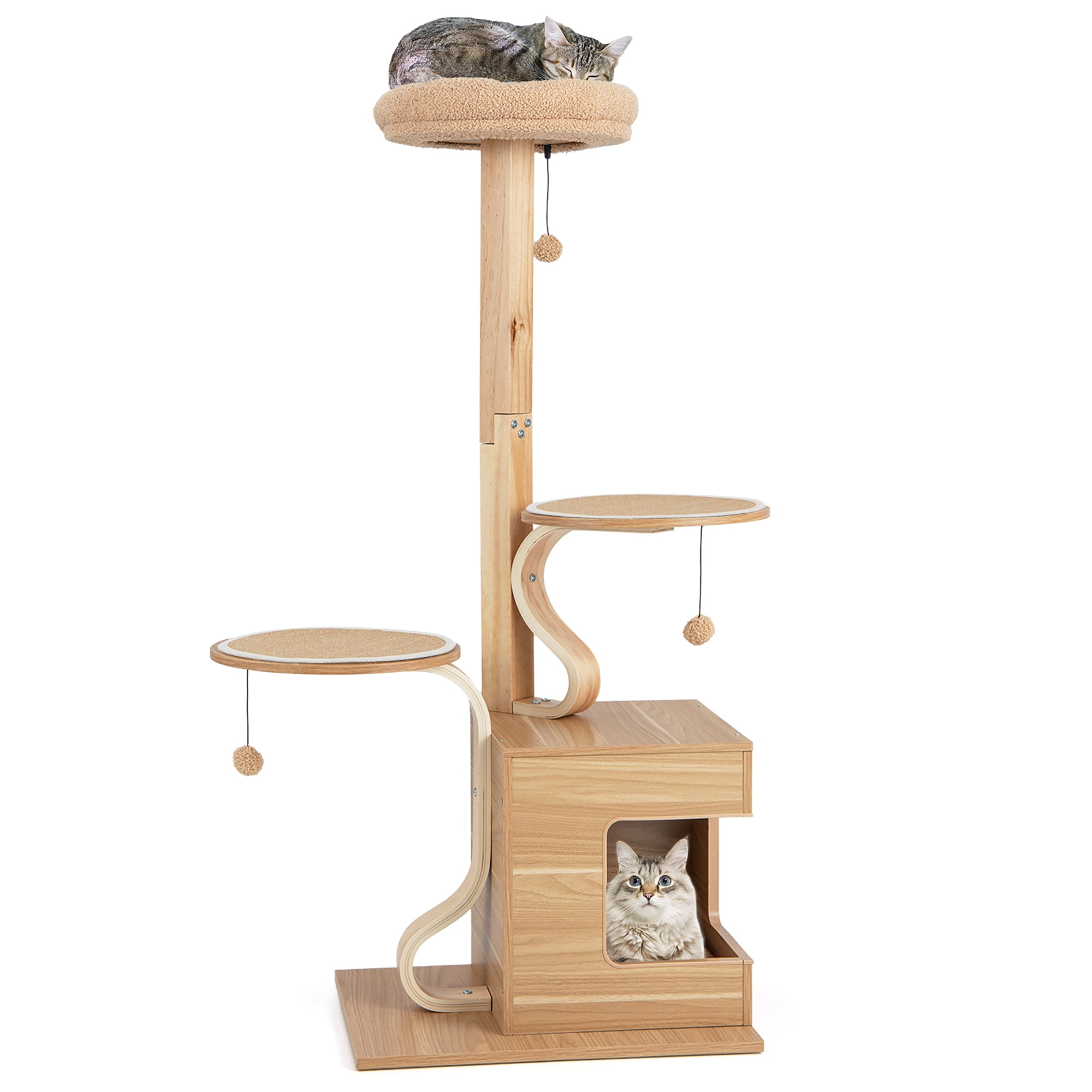 Tangkula Floor To Ceiling Cat Tree 5-Tier - Adjustable 86-99.5", With Space Capsule, Condo, Sisal Posts