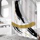 thumbnail image 3 of Cortina de ducha de oro negro, pintura al óleo abstracta, pinceladas modernas, tinta de lujo, arte bohemio, cortina de baño, tela de poliéster, decoración de baño impermeable con 12 ganchos, 72 x 72, 3 of 4