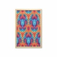 thumbnail image 1 of Ikat Wall Art with Frame, Composition Hallucinatory Concentric Fractal Weird Creepy Reflection Illustration, Printed Fabric Poster for Bathroom Living Room, 23" x 35", Orange and Blue, by Ambesonne, 1 of 2