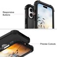 thumbnail image 4 of for iPhone 16 Plus Case, Phone Case iPhone 16 Plus, Heavy Duty 3 in 1 Full Rugged Shockproof Hybrid Hard PC Soft Rubber Bumper Corner Drop Protection Grip Girls Women Boys Men,Black, 4 of 8
