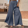 thumbnail image 3 of LEBONYARD Womens Trousers with Pockets,Fashion Women's Solid High Waisted Pants Ladies Drawstring Casual Pants Navy M, 3 of 5