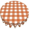 thumbnail image 2 of Autumn Fall Tablecloth 60 Inch Round Thanksgiving Orange Buffalo Plaids Table Cloth Table Cover Polyester Washable Wrinkle Resistant for Kitchen Dining Holiday Party Dining, 2 of 5