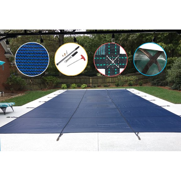 WaterWarden Inground Pool Safety Cover Fits 14’ x 28’ Rectangle Pool, UL Classified to ASTM F1346
