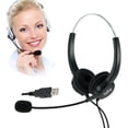 thumbnail image 1 of Auriculares TelPal con cancelación de ruido y micrófono USB para uso en computadora/PC/portátil, 1 of 3