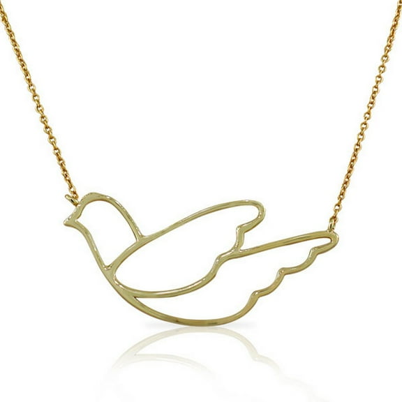 925 Sterling Silver Large Dove Bird Polished Pendant Necklace