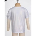 thumbnail image 4 of LiiYii Girls Boys Sparkly Dance Tops Short Sleeve T-Shirt Jazz Hip Hop Party Stage Performance Blouse Silver 110, 4 of 7