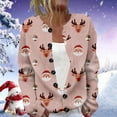 thumbnail image 2 of Tiweut Cardigans for Womens Christmas Santa Deer Graphic Button Down Cozy Fall Winter Holiday Long Sleeve Loose Fit Outwear Relaxed Fit Tops Pink,2XL, 2 of 4