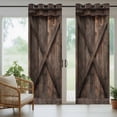 thumbnail image 3 of Outdoor Curtains for Patio Waterproof, Vintage Brown Windproof Pravicy Outside Porch Blackout Curtain, Retro Country Wooden Farmhouse Sun Blocking Grommets Curtains for Cabana Gazebo 54"x108", 3 of 9
