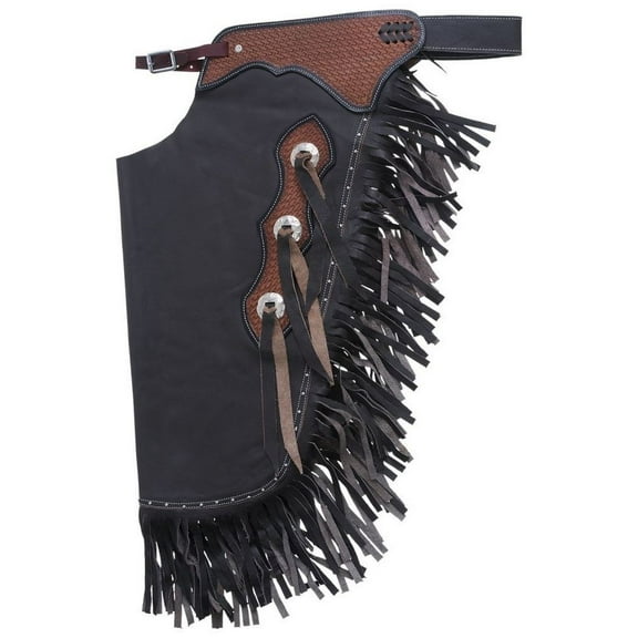 Tough 1 Western Chinks Adult Basketweave Chaps S Dark Brown 63-930