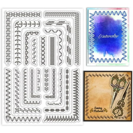 Sewing Thread Corner Clear Stamps for Cards Making Lace Border Clear Stamp Seals Transparent Stamps for DIY Scrapbooking Photo Album Journal Home Decoration DIY