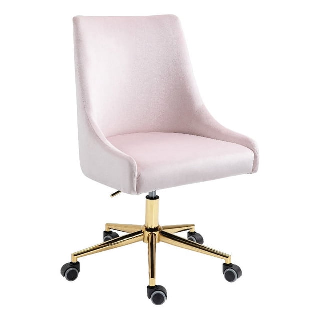 Meridian Furniture Karina Chaise de Bureau Pivotante Réglable en Velours Rose et Or