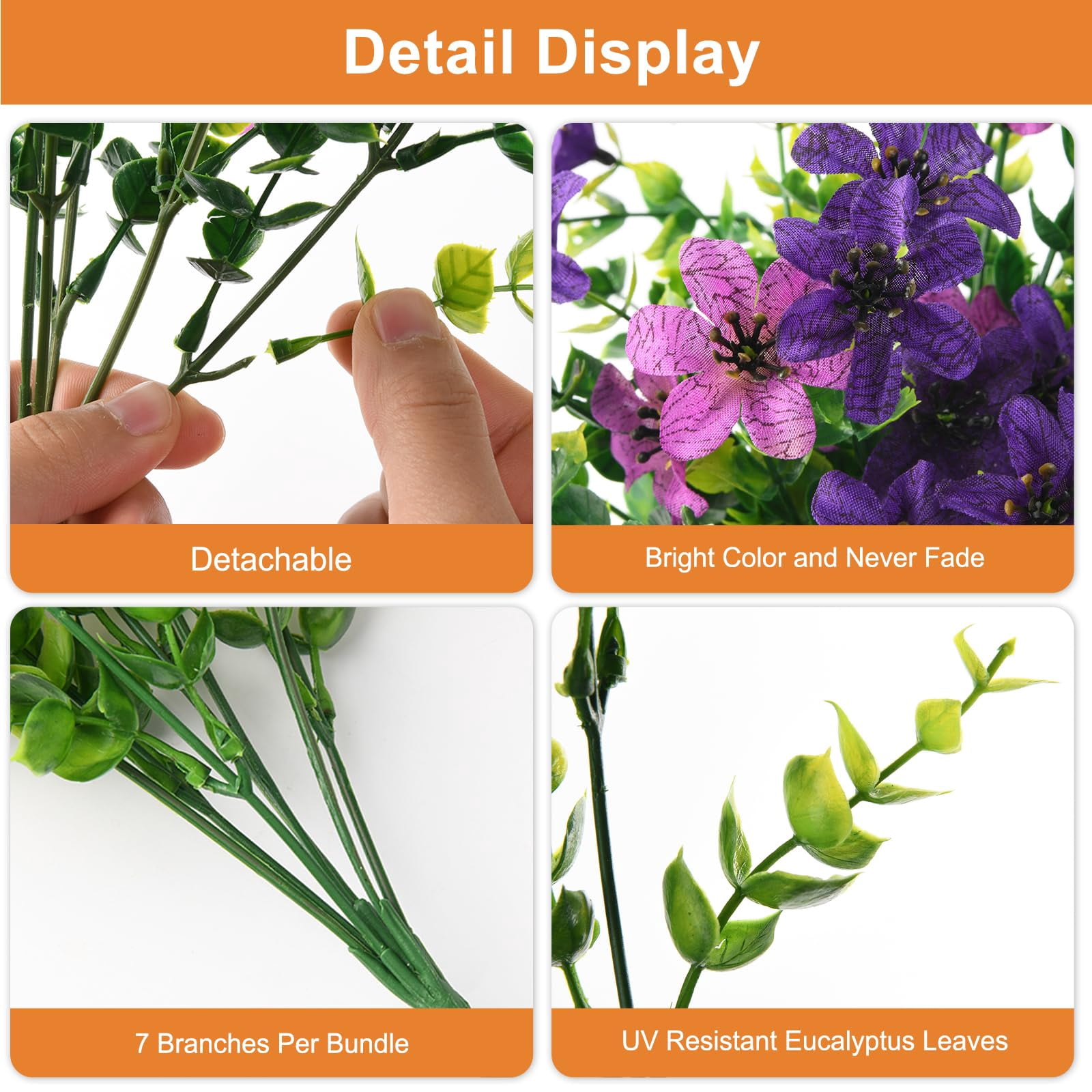 Artificial Flowers for Outdoors, 12 Bundles Multicolor Faux Silk Flower Spring Summer Decoration