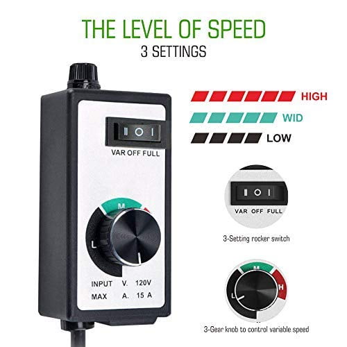 Variable Fan Blower Speed Controller Hydroponics Inline Duct Vortex Exhaust 