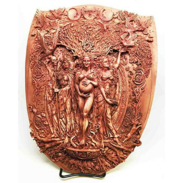 Pagan Wiccan Tripple Goddess Maiden Mother Crone Shield Wall Plaque  Sculpture