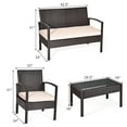 thumbnail image 2 of Costway Ensemble de Conversation en Rotin pour Patio 4 Pcs Siège Coussiné Table en Verre, 2 of 10