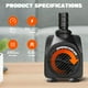 thumbnail image 2 of Bomba de agua Simple Deluxe 1098L/H sumergible 21W para pecera, 2 of 8