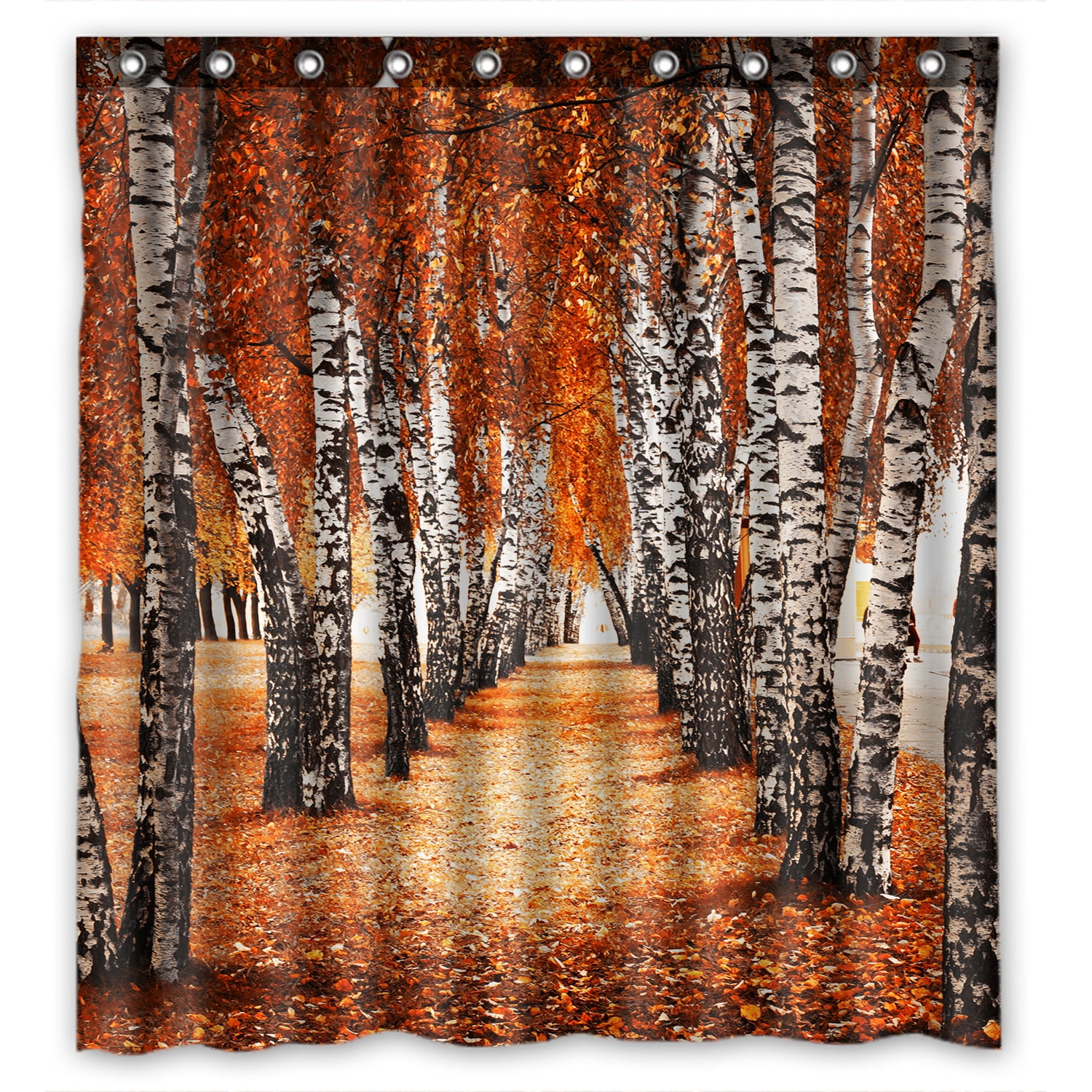 YKCG Autumn Birch Forest Fall Prime Shower Curtain Waterproof Fabric ...