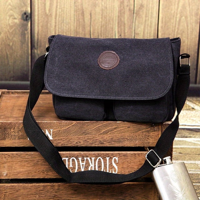 LHSHID Retro Canvas Shoulder Bag For Men Women Library Sling Bag Business Messenger Bag Crossbody Bag For Hanging Out & Daily Commute