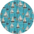 thumbnail image 2 of Addison Rugs Dream Shag Premium Machine Washable Transitional Sailboat Teal Round Rug, 8' x 8', 2 of 8