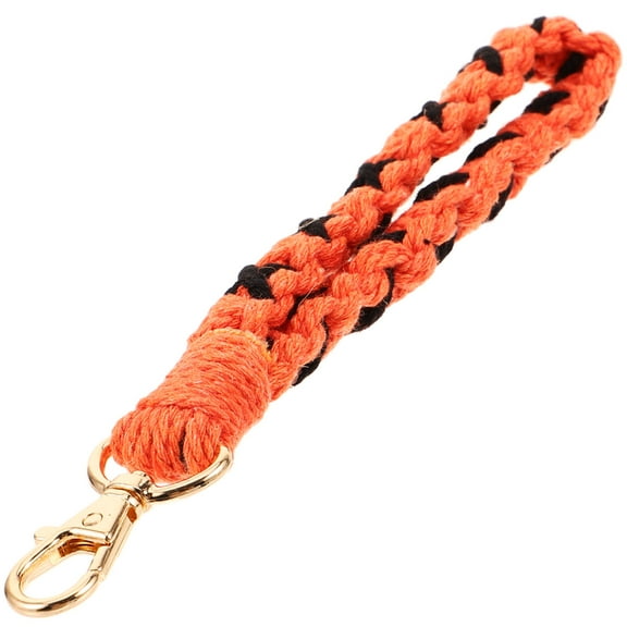 EXHUMKY 1Pcs Handmade Woven Keychain Classic Design Orange Cotton Thread Women Purse Accessory Casual Outfit