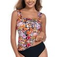 thumbnail image 2 of RELLECIGA Women's Bandeau Ruched Tankini Top Swimsuits Modest Bathing Suits, 2 of 7