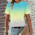 thumbnail image 4 of Naotn Gradient Short Sleeve Tops for Women Summer Casual Crew Neck Shirts Trendy Vacation Beach Blouses Fashion Basic-fit Tee, 4 of 7