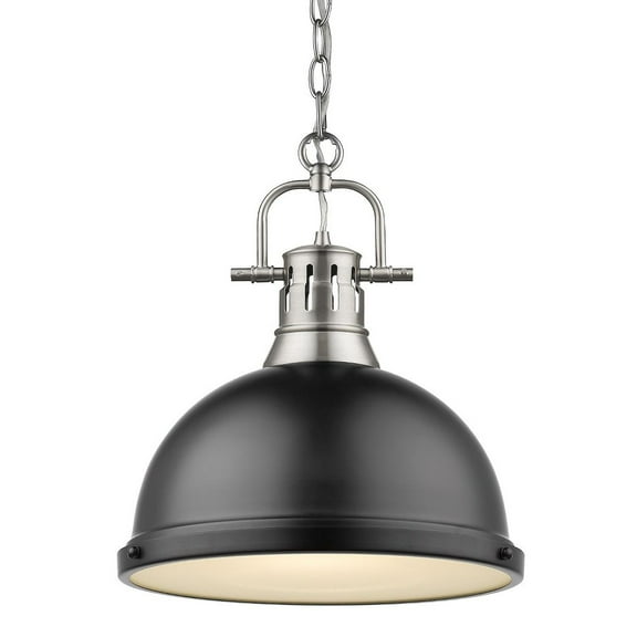 Yep by Golden Lighting Duncan 1-light 14in Chain Hung Pendant in Pewter and Matte Black shade