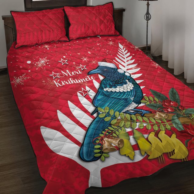 Nueva Zelanda Navidad en julio edredón juego de cama Tui pájaro con Kowhai Meri
