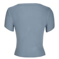 thumbnail image 5 of Blusa superior sexy de manga corta sólida con cuello redondo de verano para mujer con estilo OAVQHLG3B Store lin121212, 5 of 5