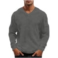 thumbnail image 2 of Ceisia Men's Fashion Long Sleeve V-Neck T-Shirt Solid Color Casual Relaxed Fit Stretch Waffle Knit Soft Comfort Breathable Home Gym Top Gifts for Father Gray L, 2 of 9