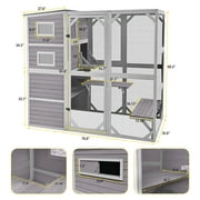 Aivituvin Large Cat Catio 4 Tiers Cat Enclosures House for Outdoor Indoor Cats with Weatherproof Roof, 3 Resting Rooms, 3 Platforms, 5 Windows 70 H 77 L