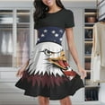 thumbnail image 2 of American Flag Eagle Graphic Women's Classic Swing Skater Dress Casual Work Party Cocktail Dresses, 2 of 6