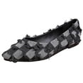 thumbnail image 2 of Viluyesy Womens Flats Shoes, Slip-On Plaid Denim Pointed Toe Fashion Dressy Ballet Flats Black US9.5, 2 of 9