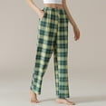 thumbnail image 3 of yillto Women's Cotton Plaid Pajama Pants Elastic Waist Loungewear Nightwaer Trousers with Pockets, 3 of 5