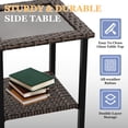 thumbnail image 6 of EAGLE PEAK Ocean Vista Patio Outdoor 3 piece Variated Brown Wicker Conversation Swivel Chair Set, Beige Cushions, 6 of 9