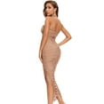 thumbnail image 4 of BEAUKEY Women's Spaghetti Strap Bandage Dresses Organza Long Bodycon Mesh Party Club Maxi XS, 4 of 6