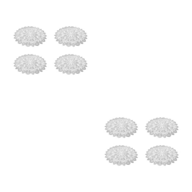 Naiovety 4 piezas de manteles individuales con diseño de cola de pavo real, almohadilla de PVC, mantel individual hueco dorado caliente, Plata 2Conjunto