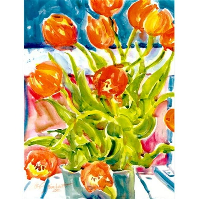 Carolines Treasures 6025CHF 28 x 40 In. Flowers - Tulips Flag Canvas- House Size