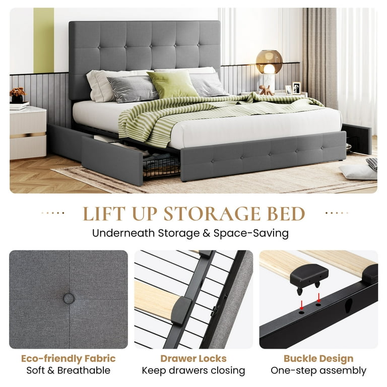 Sallyさま 専用ページ Amazon.com: SHA CERLIN Upholstered King Size Platform Bed