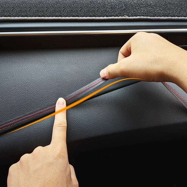 Pack-1 Car Interior Trim Strip, 2M/6.6Ft DIY Car Molding Leather Trim Line,  Door Dashboard Seam Strips, Auto Body Universal Modified Strips (Red)